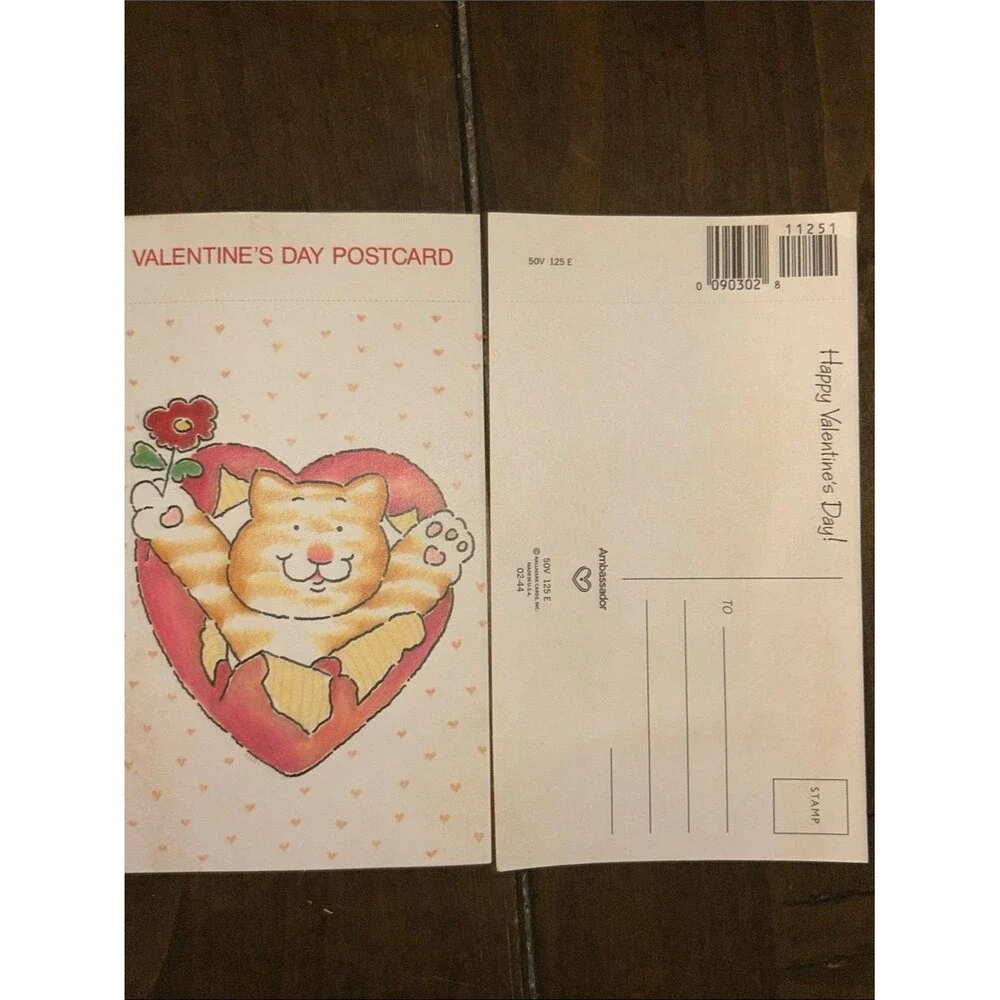 Vintage UNUSED Valentine's Day Cat Postcard - Pair Set of 2 Collectible